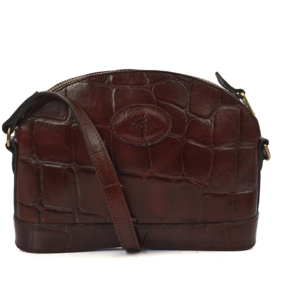 Mulberry Brown Croc Crossbody Bag - Picture 1 of 13